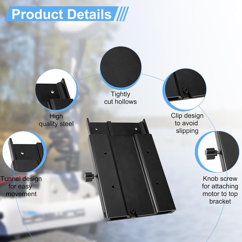 Pilida 1854035 MKA-16-03 Trolling Motor Quick Release Bracket Trolling Motor Mount for Ulterra Terrova PowerDrive,PowerDrive V2,PowerDrive Pontoon and Deckhand 40 Black Aluminum 1854036 - Image 4